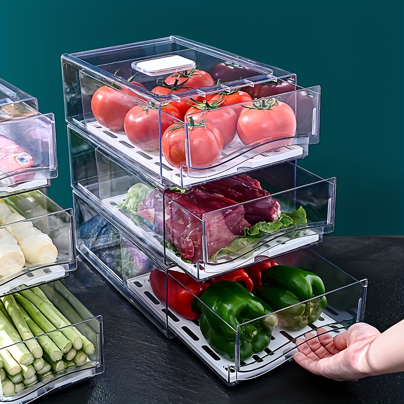 Kitchen Refrigerator Storage Box – Drawer-Type Fresh-Keeping Box for Eggs, Meat, and Frozen Foods