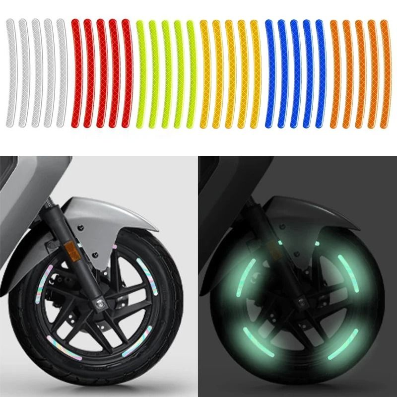 Universal Motorcycle Rim Reflective Stickers Wheel Safety Strip Set