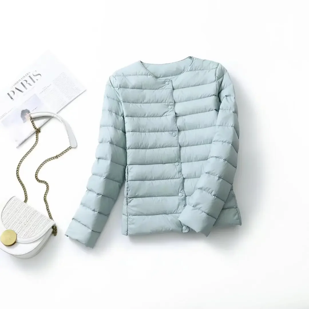 Women's Ultra Lightweight Packable Puffer Coat - Slim Fit White Duck Down Winter Jacket