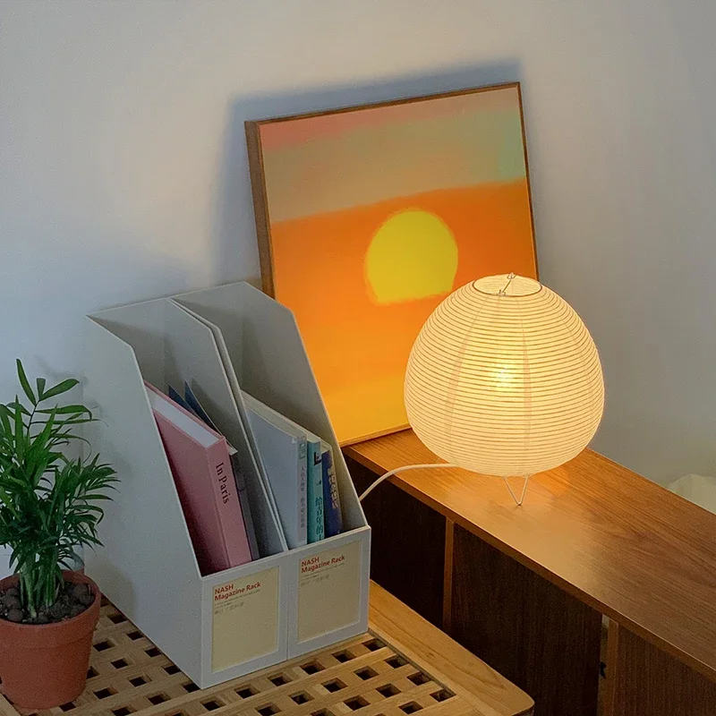 Japanese Lantern LED Table Lamp  Elegant Rice Paper Light for Living Room, Bedroom, or Study
