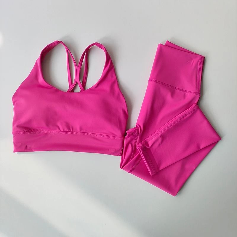 Women High Waist Slimming Yoga Suit Bra Leggings Tank Top Set