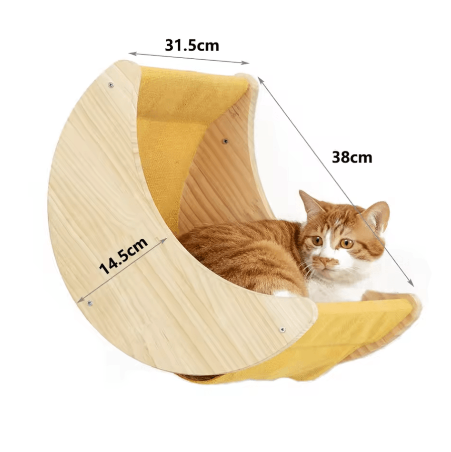 Wall Mounted Wooden Cat Climbing Shelves with Sisal Scratching Post Hammock and Pedals