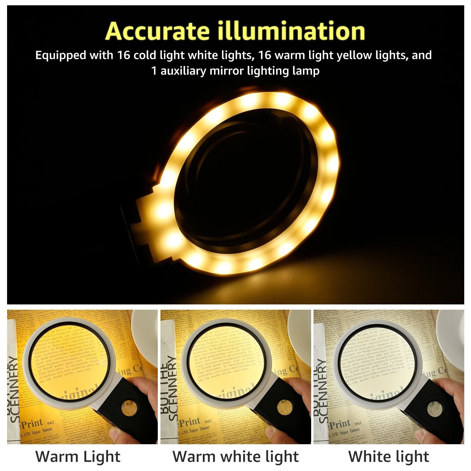Magnifying Glass with Light and Stand 10X 25X Foldable LED Magnifier