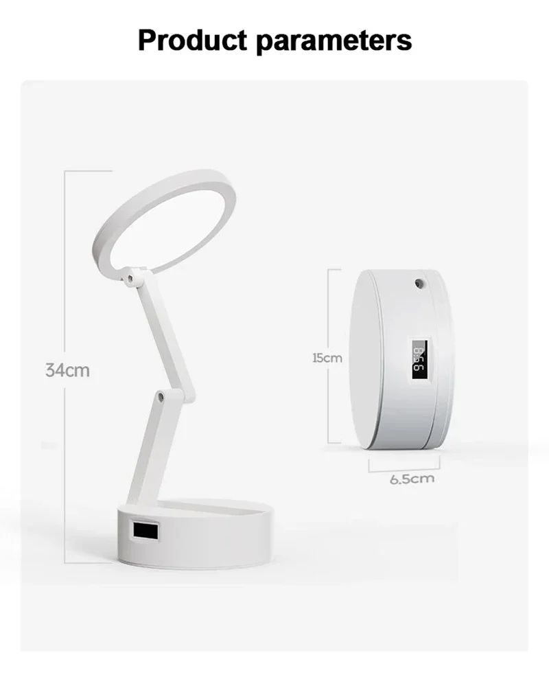 Rechargeable Foldable LED Desk Lamp with Clock