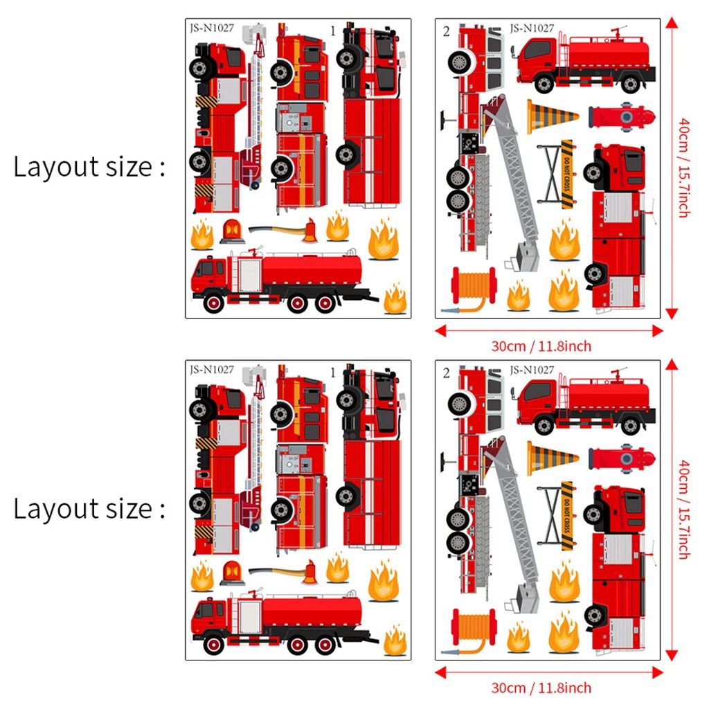Cartoon Fire Truck Wall Sticker Decal