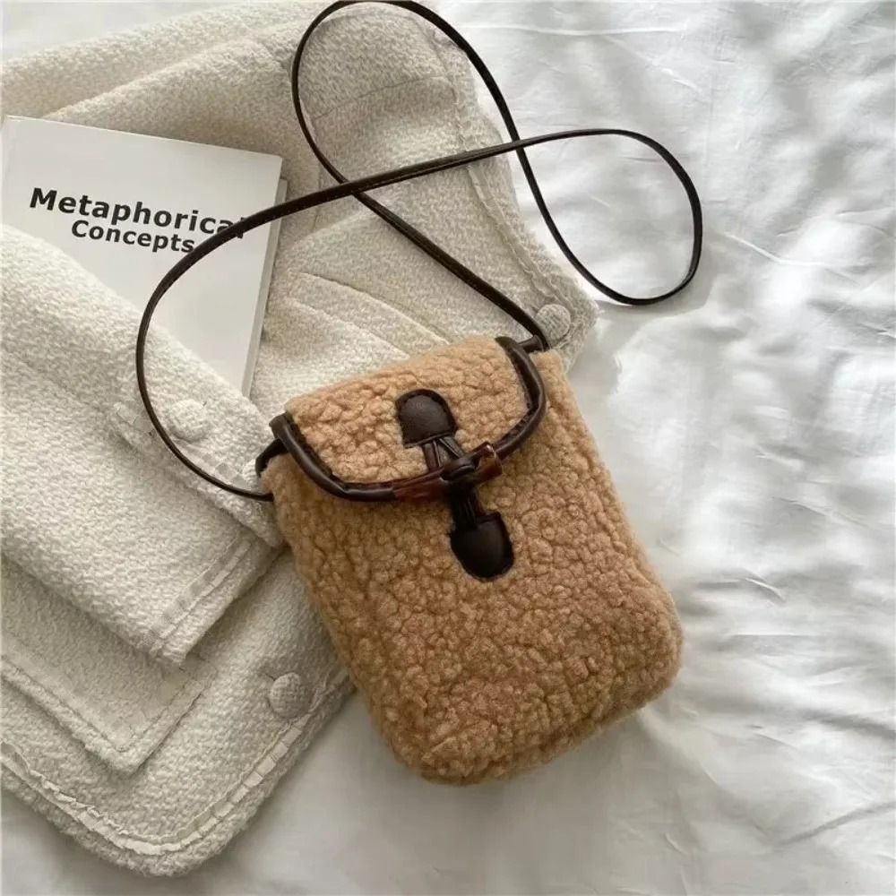 Plush Lambswool Mini Phone Handbag