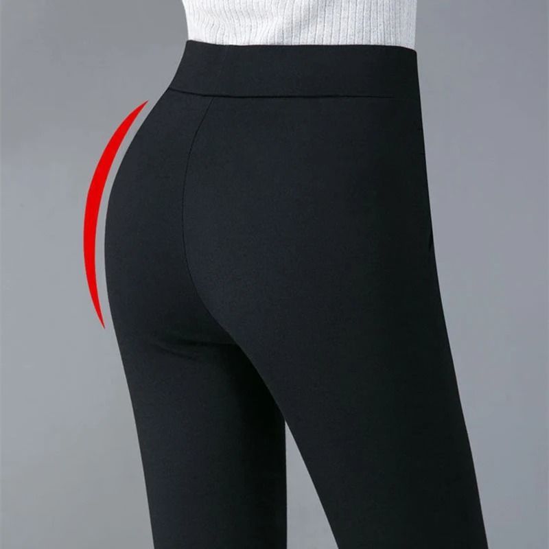 Womens Winter Pencil Pants with Plush Lining Slim Fit Stretch Leggings