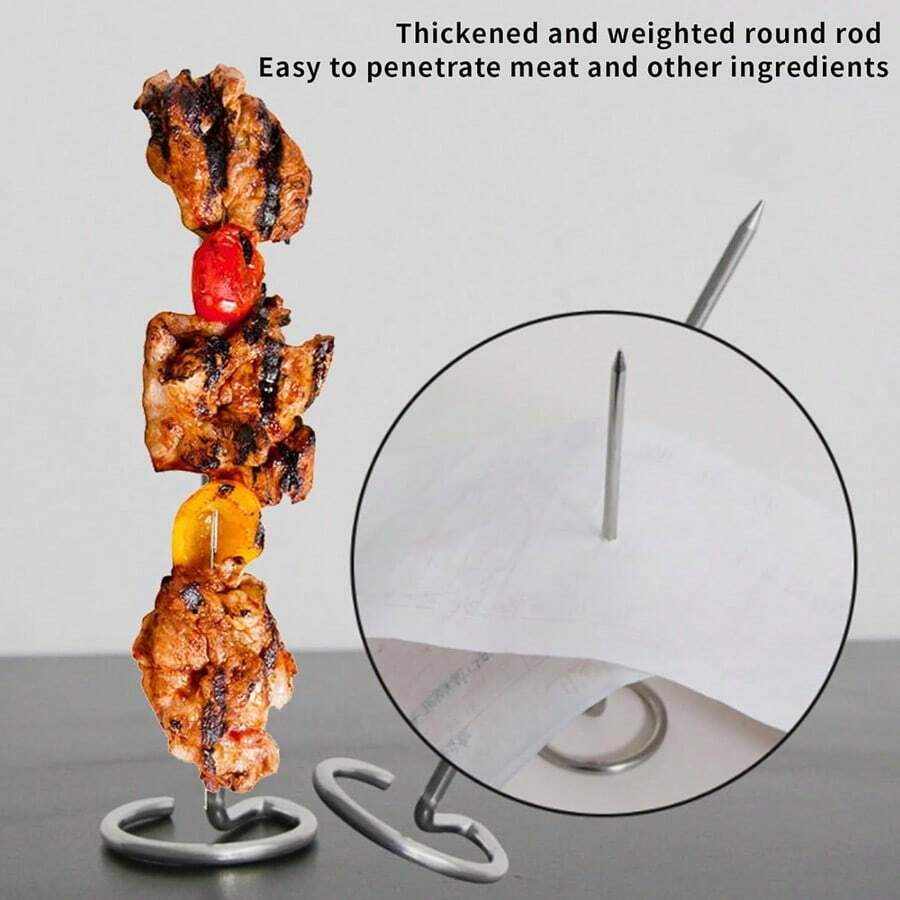 Reusable Stainless Steel Kabob Skewers BBQ Stick Grilling Kebab Tool