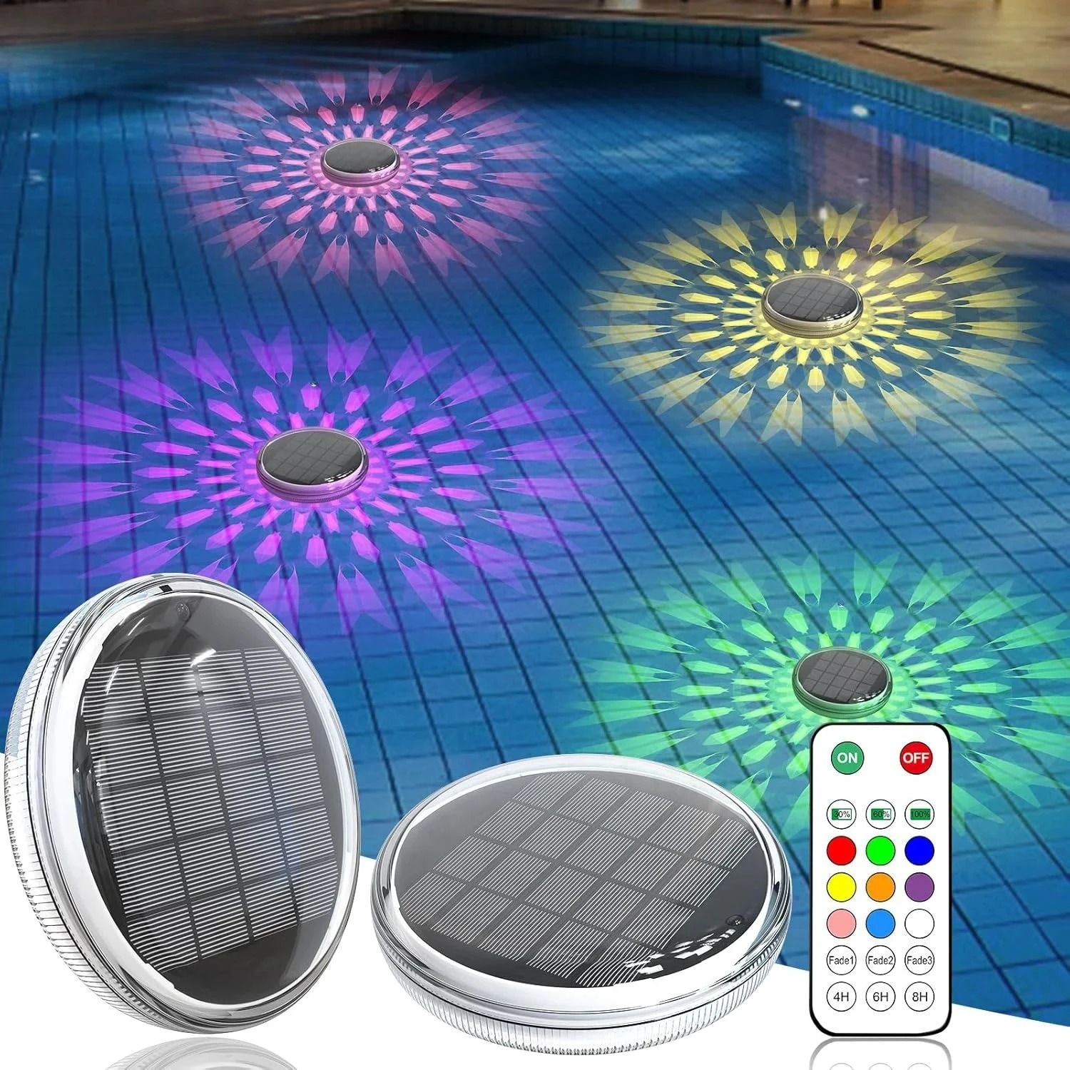 Solar Swimming Pool Lights with Remote | IP67 Waterproof Floating RGB LED Atmosphere Lamp