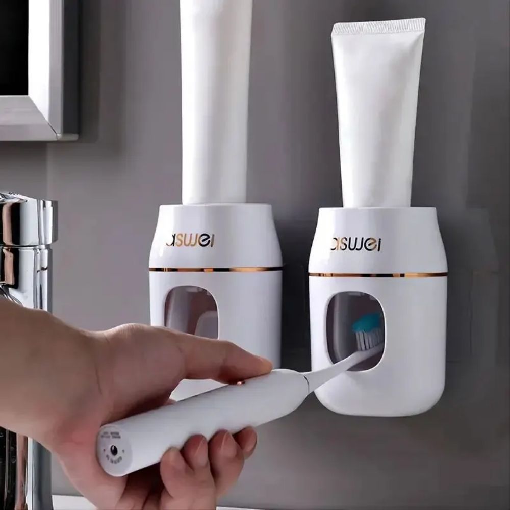 Upgrade Your Bathroom with Automatic Toothpaste Squeezer & Storage Rack, Easy Refills & Organization