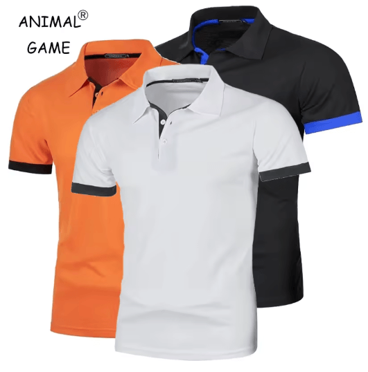 Mens Summer Short Sleeve Polo Shirt Lightweight Breathable Lapel Streetwear Business Tee