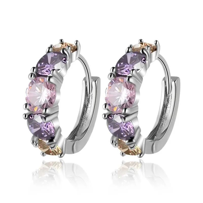 Colorful CZ Hoop Earrings Elegant Bridal Party Jewelry for Women
