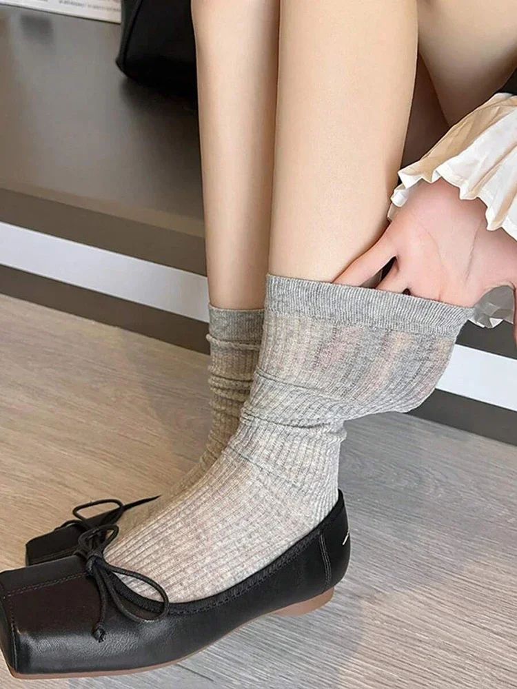 Womens Sheer Knee High Socks – Lightweight Sweet Style Stacked Socks for Summer (4 Pairs)