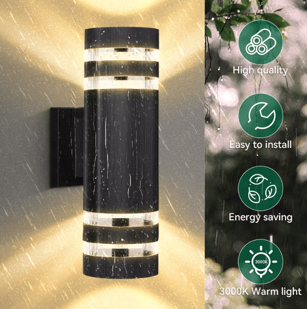 Modern Waterproof LED Outdoor Wall Light with E27 Base – Up Down Exterior Wall Sconce