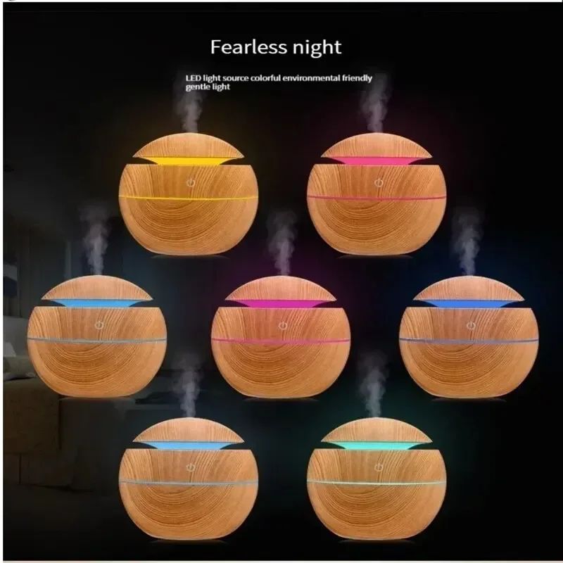 Wood Grain USB Ultrasonic Cool Mist Humidifier & Essential Oil Aroma Diffuser