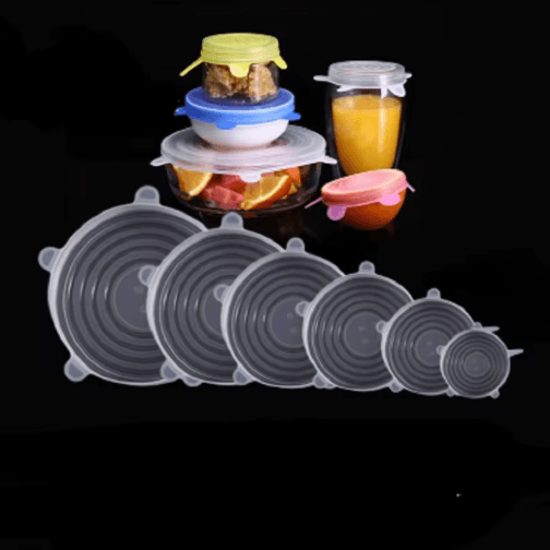 6-Piece Silicone Stretch Lids Reusable Fresh-Keeping Food Bowl Covers