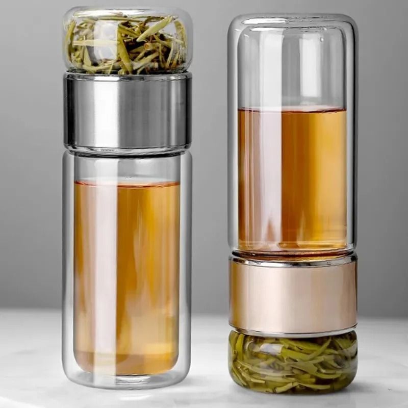 390ML Double-Layer Borosilicate Tea Infuser – High-Performance Thermal Tumbler with Precision Filter