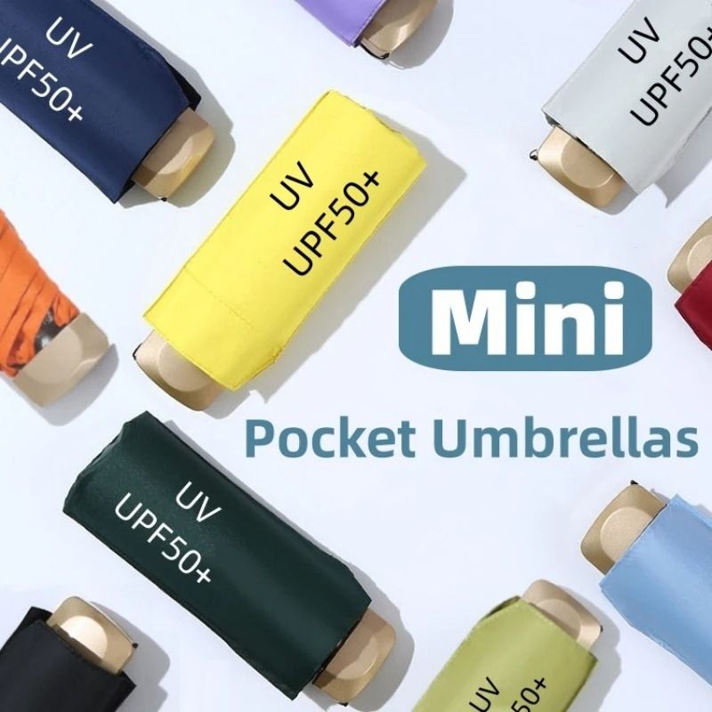 Mini Pocket Sun and Rain Capsule Umbrella with Vinyl UV Protection