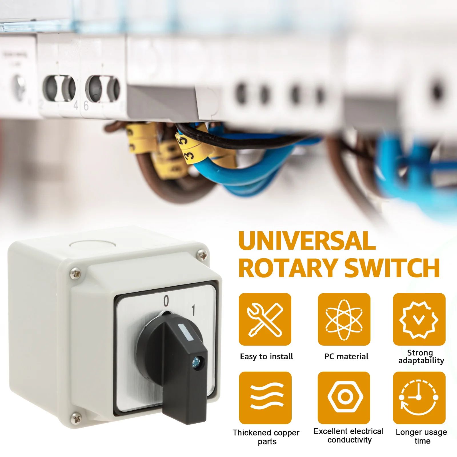 Waterproof Rotary Switch 220V ON OFF Power Control Box Flame Retardant Safety Switch