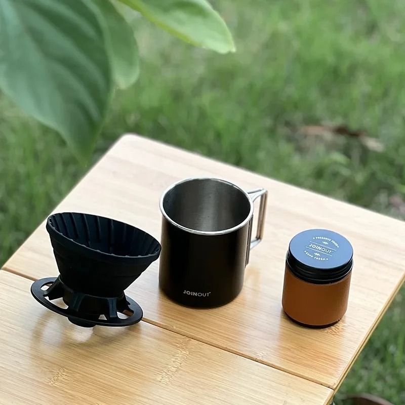 Portable Hand Brew Coffee Set with Silicone Filter for Travel and Camping