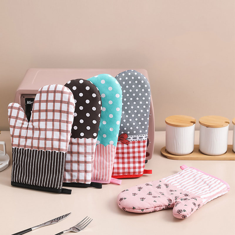 Household Thickened Heat Insulation Gloves, Baking, High Temperature Resistant, Kitchen Oven Microwave Gloves