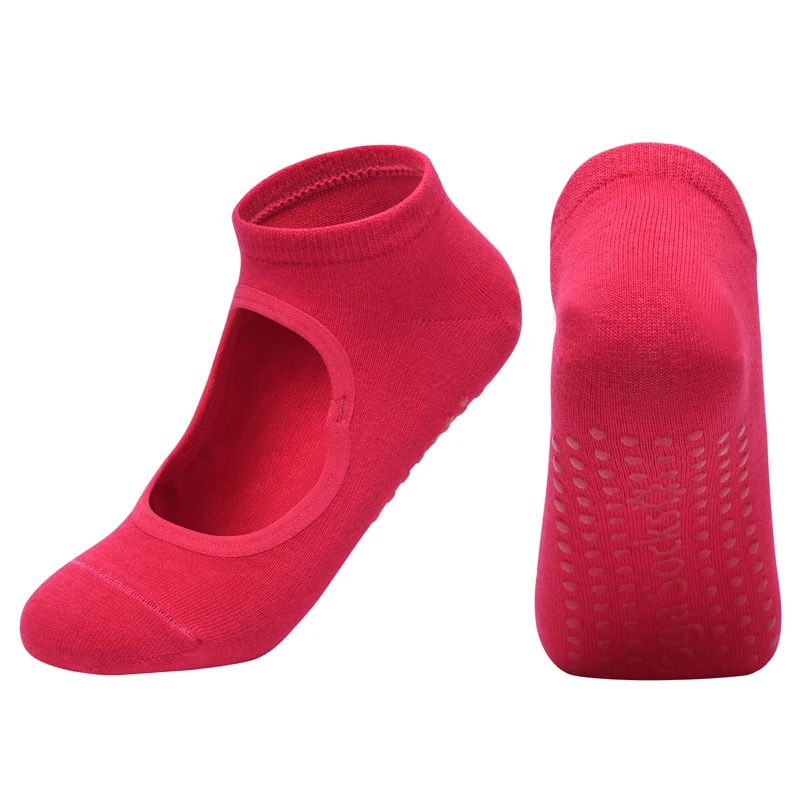 Customized Womens Backless Anti-Slip Pilates Socks – Breathable Cotton 5-Toe Yoga & Ballet Fitness Grip Socks
