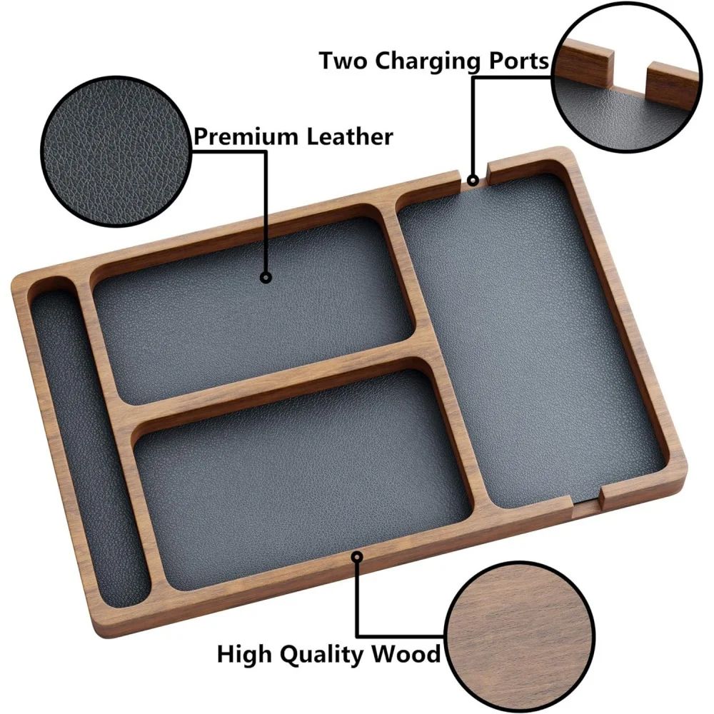 Wooden Desktop Storage Box with Solid Wood Grid