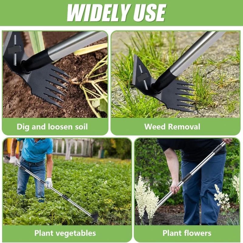 2-in-1 Assembly Weed Puller and Garden Hoe with 148cm Adjustable Handle