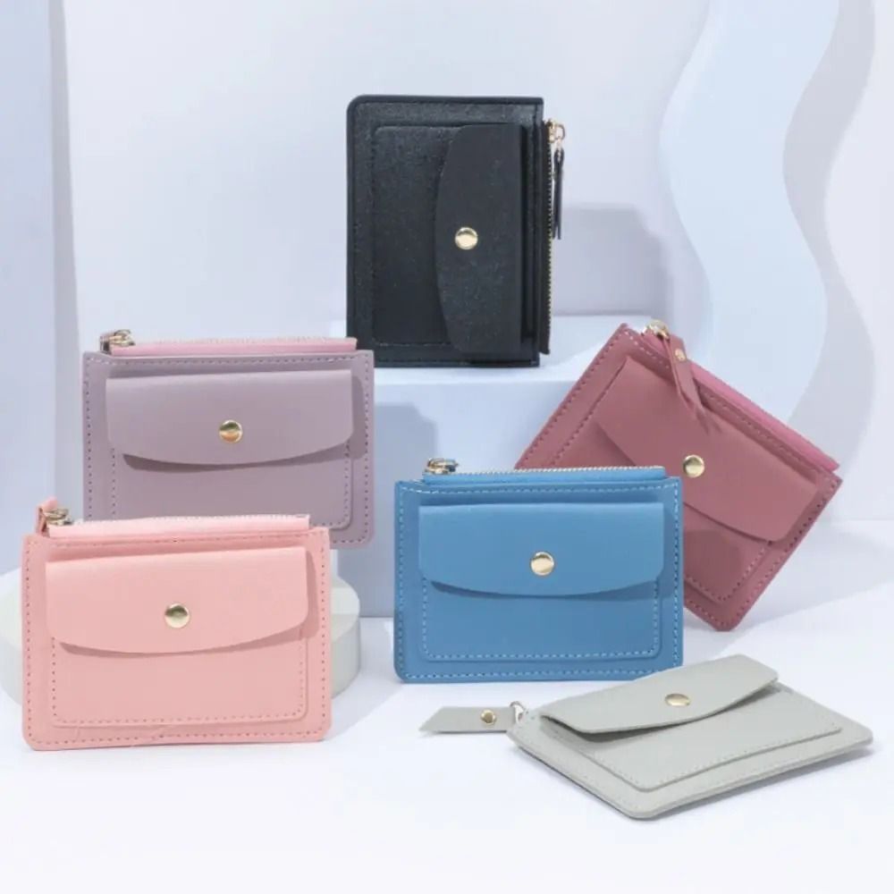 Simple Solid Color PU Leather Multi Card Wallet
