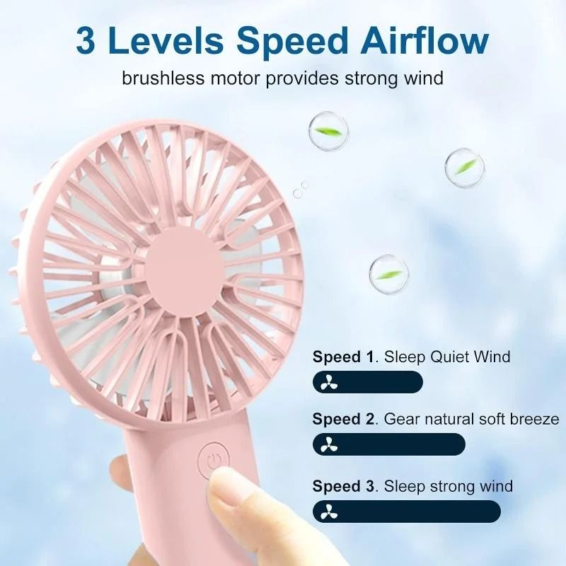 Rechargeable USB Handheld Fan with Phone Holder