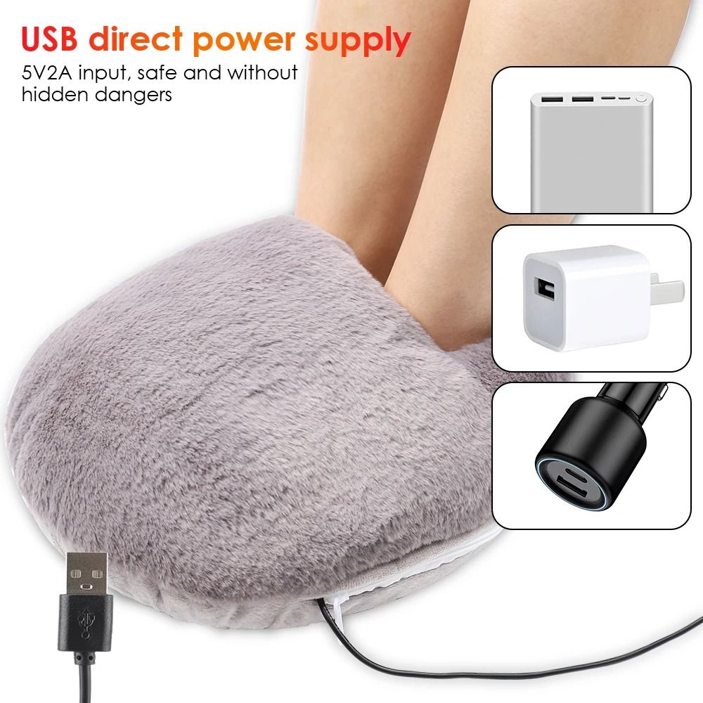 USB Winter Electric Foot Heating Pad Soft Plush Under Desk Warmer Mat