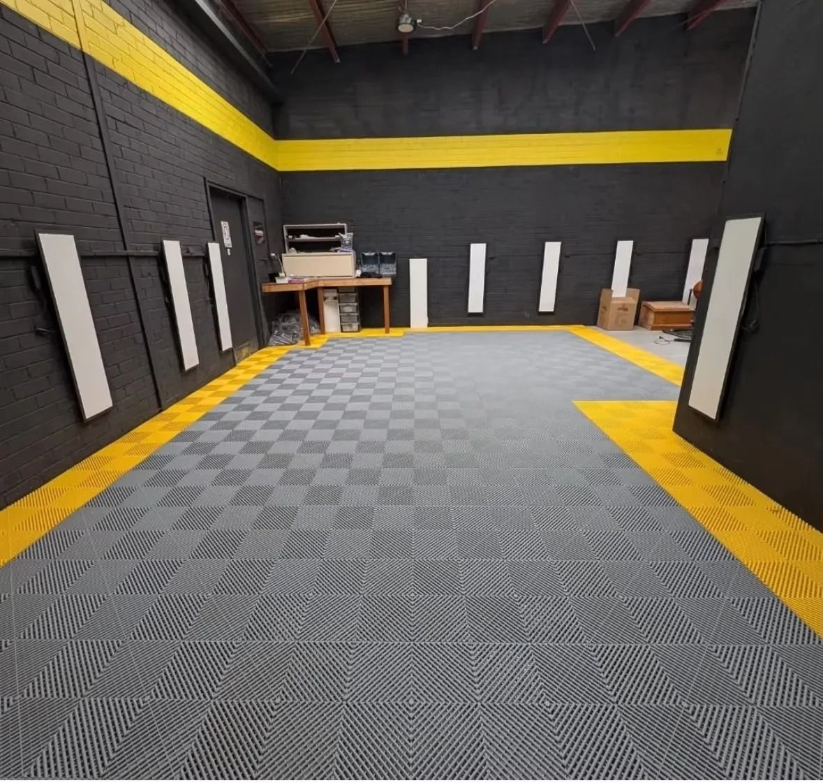 Interlocking Garage Floor Tiles | Vented Modular Outdoor Event & Workshop Flooring