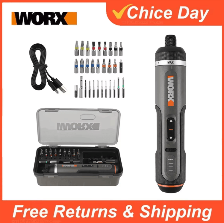 Worx WX242 Smart Cordless Electric Screwdriver Set – 30 Bit USB Rechargeable Precision Drill Kit