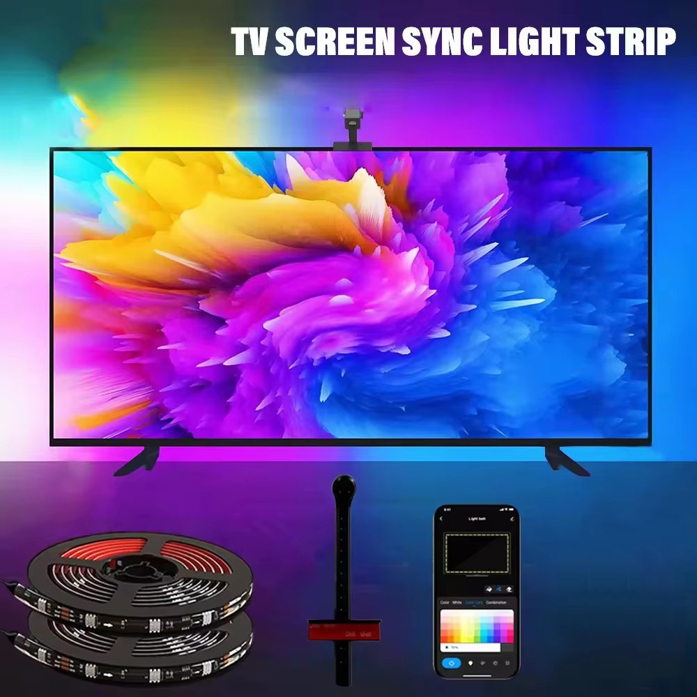 RGBIC LED TV Backlight Strip with AR Color Gamut Sensor, App, Music, & Voice Sync for 55-85