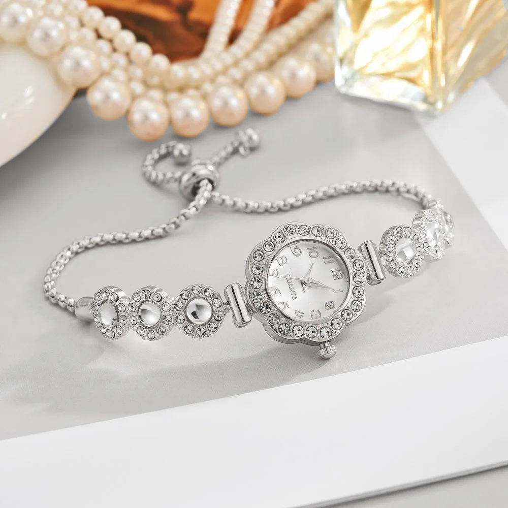 Fashion Ladies Quartz Wristwatch, Elegant Rhinestone Women Watches, Girls Bracelet Strap Gift Clock