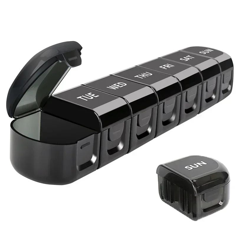Premium 7-Day Weekly Pill Organizer Box with Removable Capsule Holders & Compact Medicine Storage Case