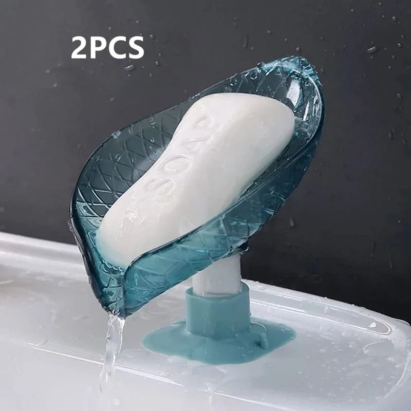 2 Pack Leaf Design Self Draining Soap Box