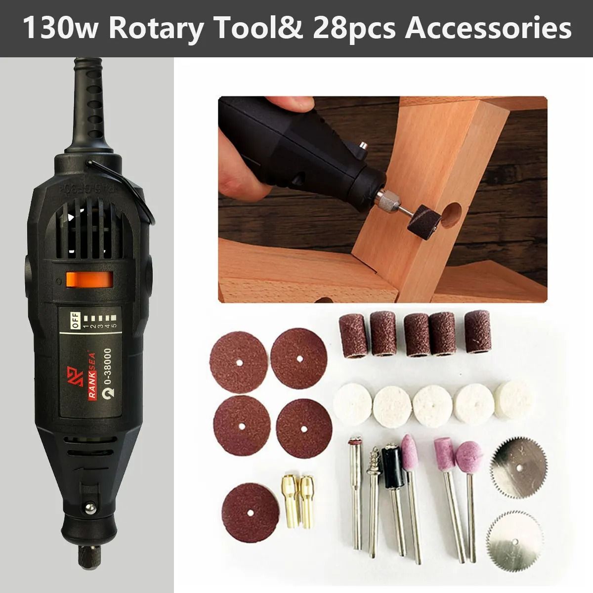 Multipurpose Rotary Tool Kit with Flex Shaft and 43 Accessories for DIY Projects