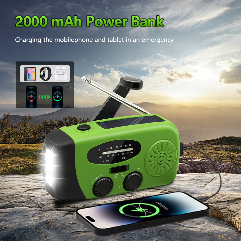 Solar Hand Crank Emergency Radio with NOAA Weather Alert USB Charger Flashlight