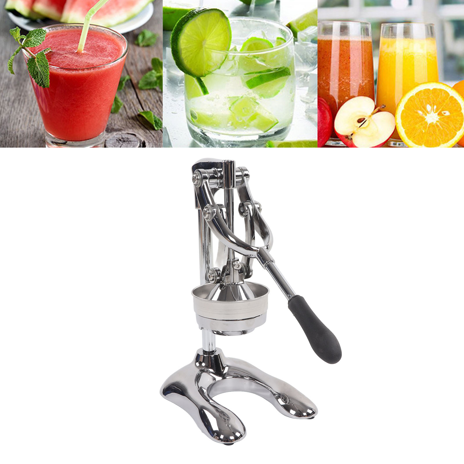Stainless Steel Manual Press Juicer Eco-Friendly Orange Citrus Hand Squeezer with U-Shaped Base for Easy Juicing