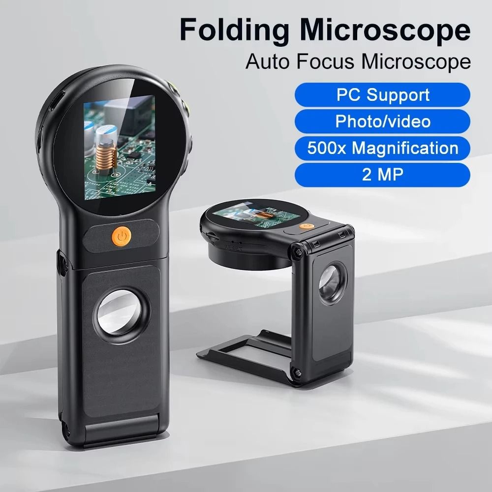 Autofocus 500x Digital Microscope – 2 in HD Screen Handheld Magnifier Professional Electronics Repair & Coin Inspection
