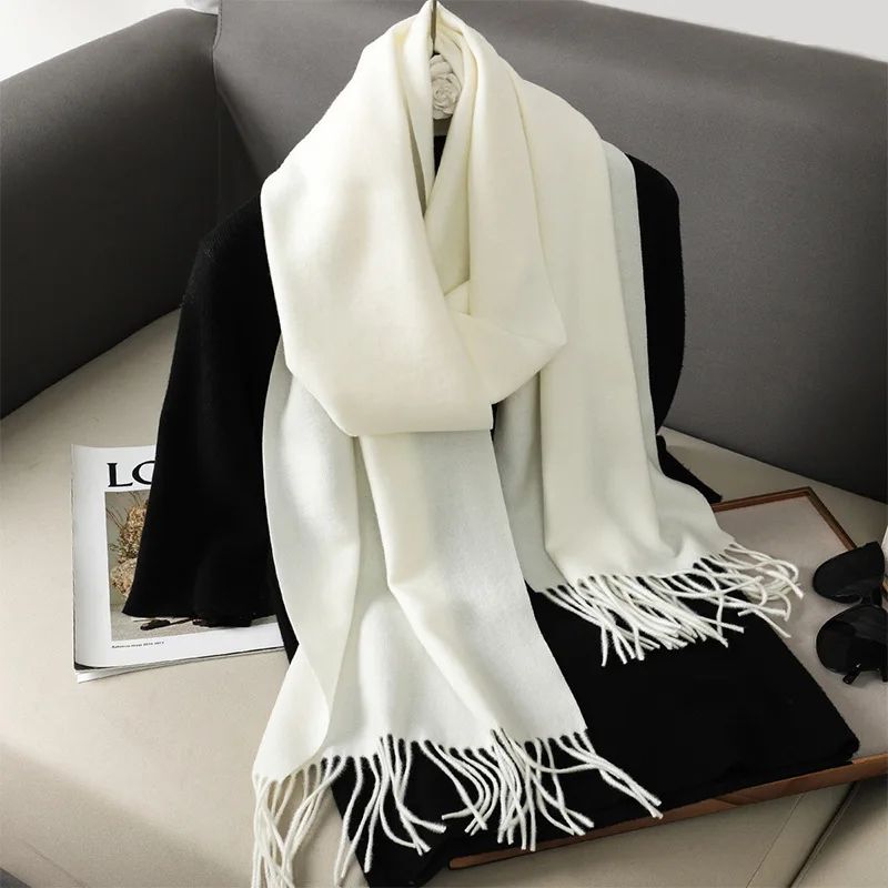 Luxe Winter Cashmere-Feel Women's Scarf Shawl with Tassels