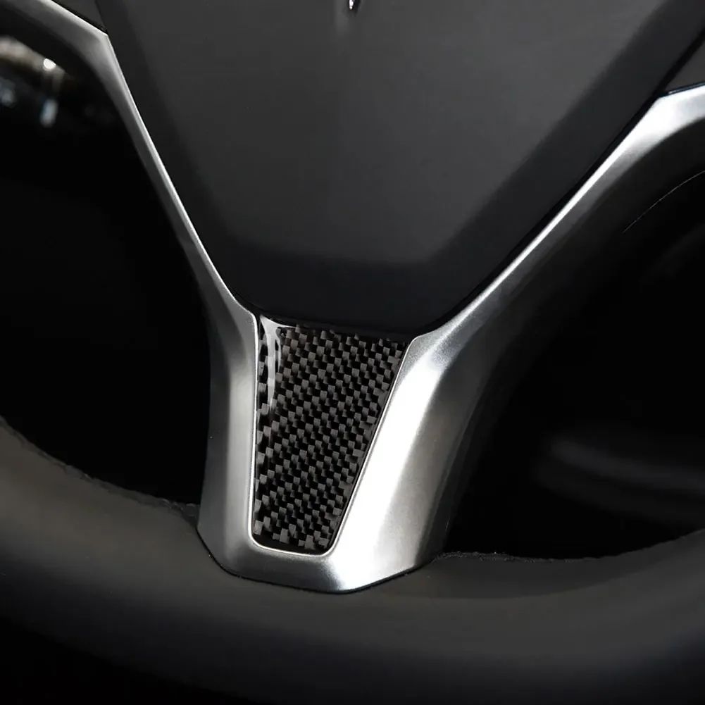 Carbon Fiber Steering Wheel Cover Sticker for Tesla Model S & X – Interior Trim Upgrade