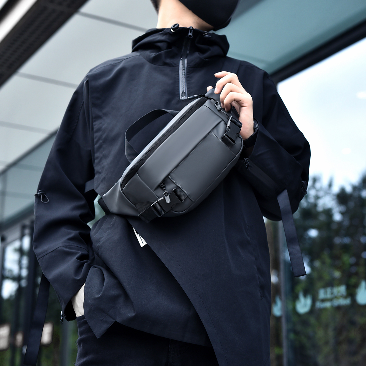 Mens Multifunctional Crossbody Messenger Bag Trendy Large Capacity Backpack