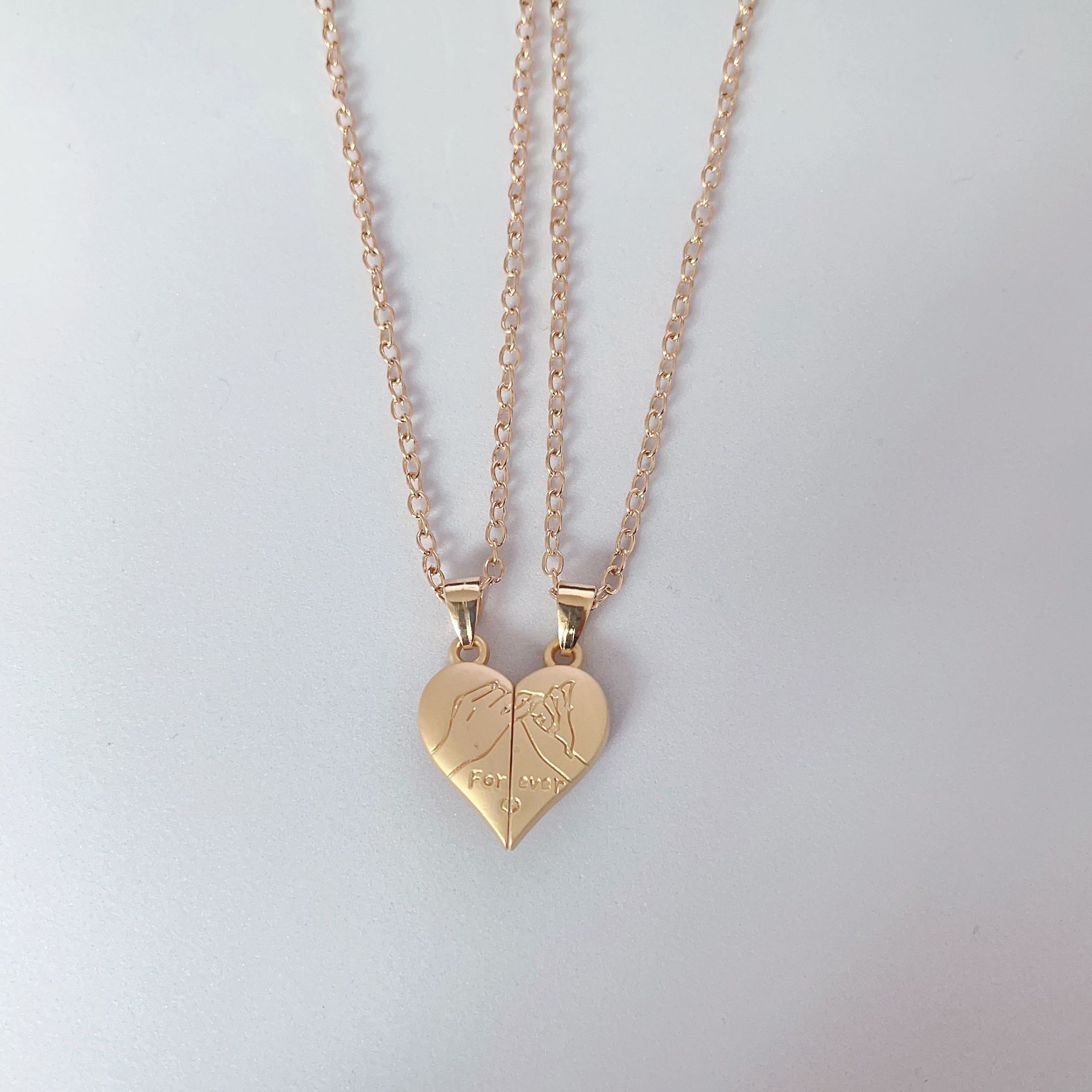 Couple Pendant Necklace Electrocardiogram, Magnetic Heart Pendant Splicing Necklace, Simple Quality Valentines Day Gift
