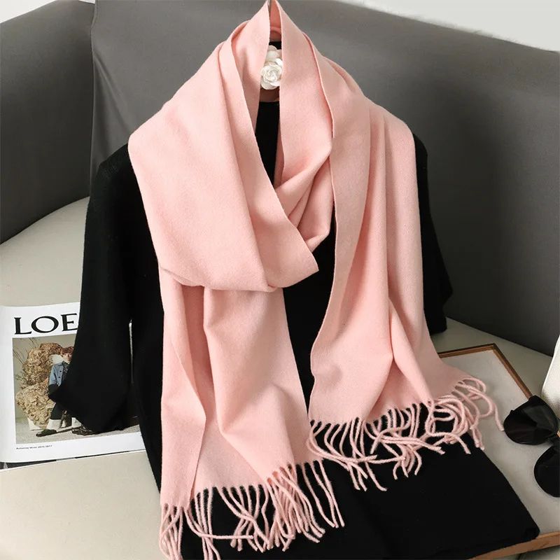 Luxe Winter Cashmere-Feel Women's Scarf Shawl with Tassels