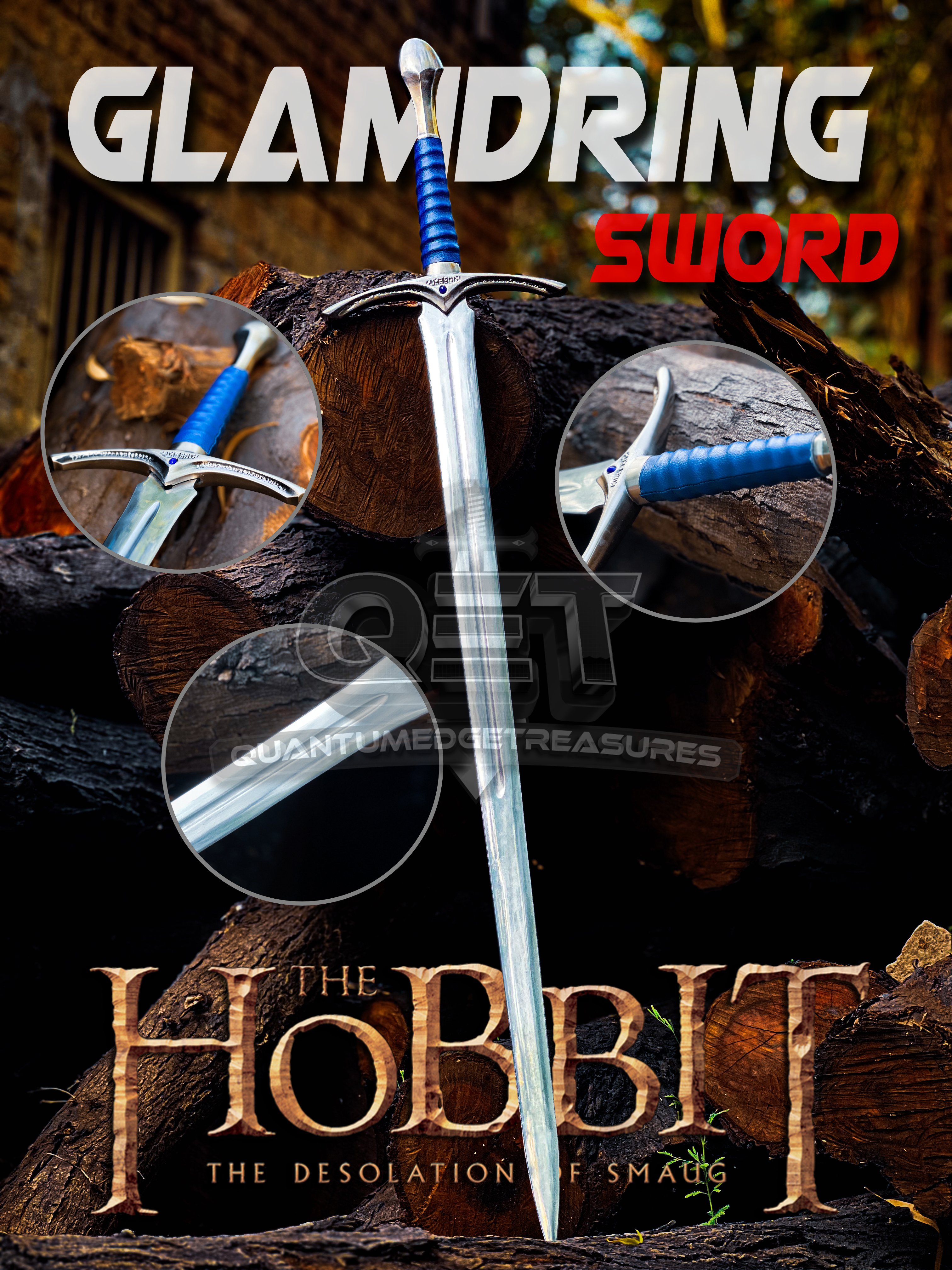 Monogram Sword, Sword of Glamdring the Elven King Long Sword, Wall Mount Decor, Battle Ready Sword, Fantasy Swords
