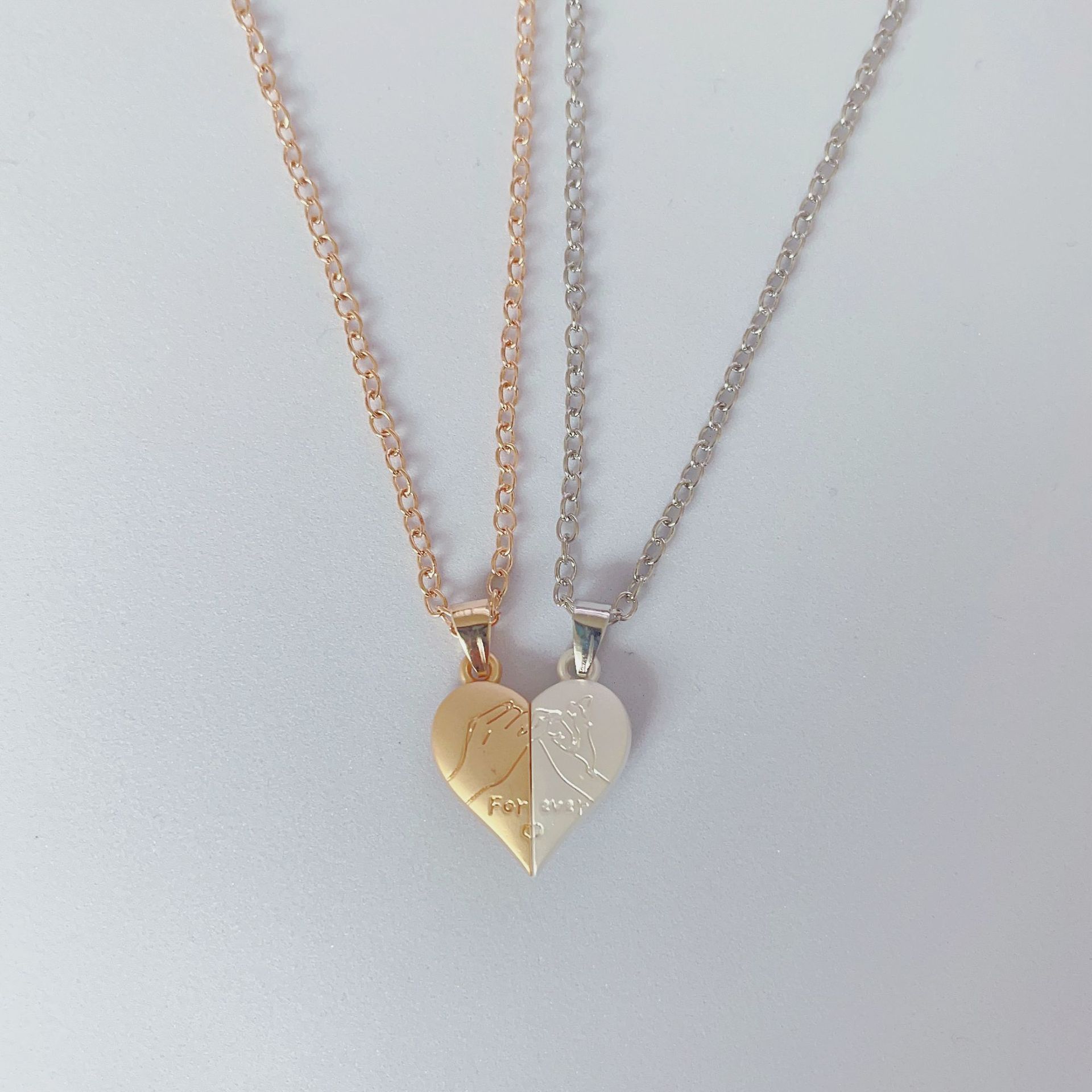 Couple Pendant Necklace Electrocardiogram, Magnetic Heart Pendant Splicing Necklace, Simple Quality Valentines Day Gift