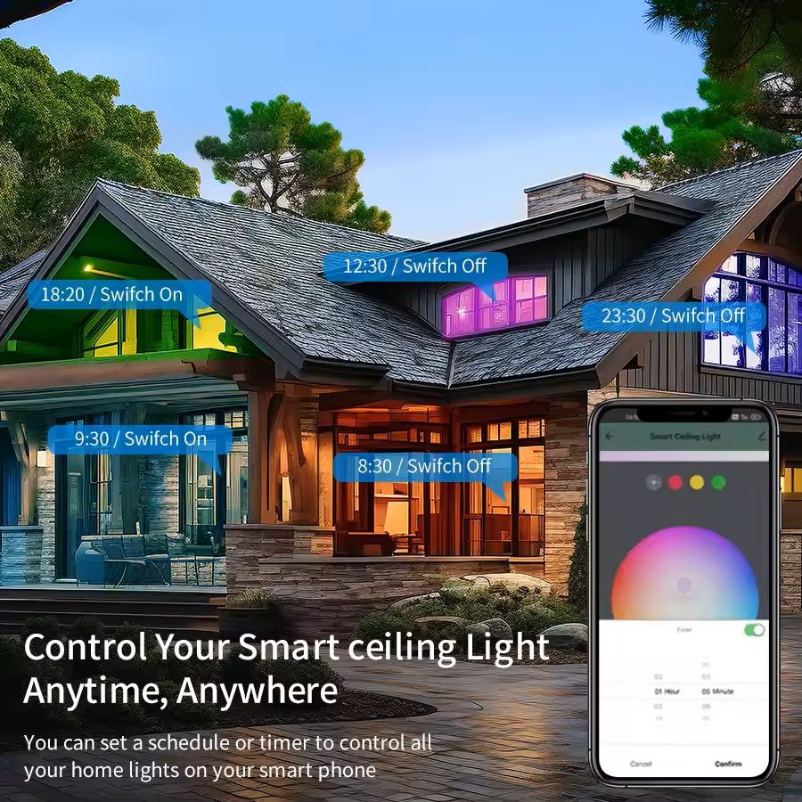 Smart WiFi LED Ceiling Light with App and Voice Control – 24W Round Panel Lamp