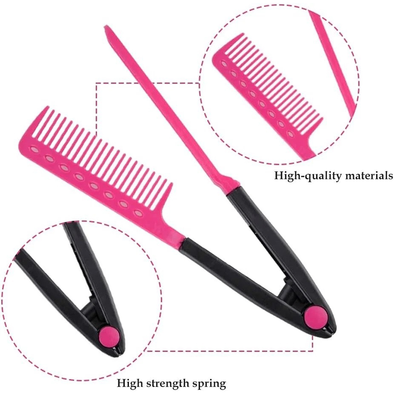 V Comb Straightener, 1 Piece Hairdressing Brush, Hair Styling Tool, Folding Salon Hair Straightener